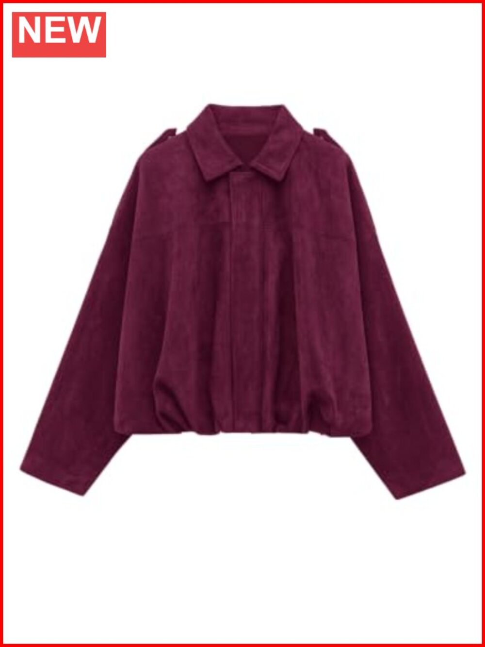 Women's Faux Suede Cropped Bomber Jacket with Zipper